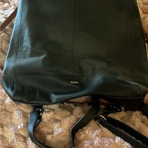 Fossil Dark Leather Backpack